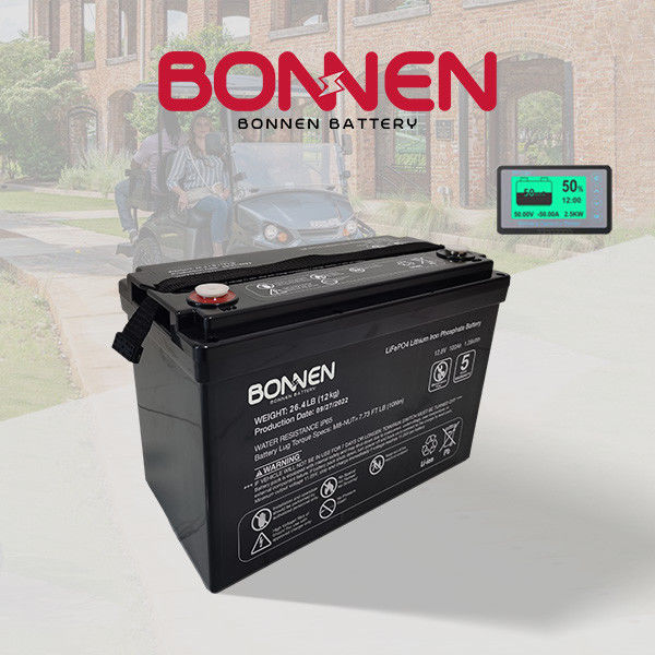 Carrinho de Golf 12V 100Ah Lifepo4 Bateria de Lítio 6000 Ciclos 150A BMS Bateria de Lítio Substituição